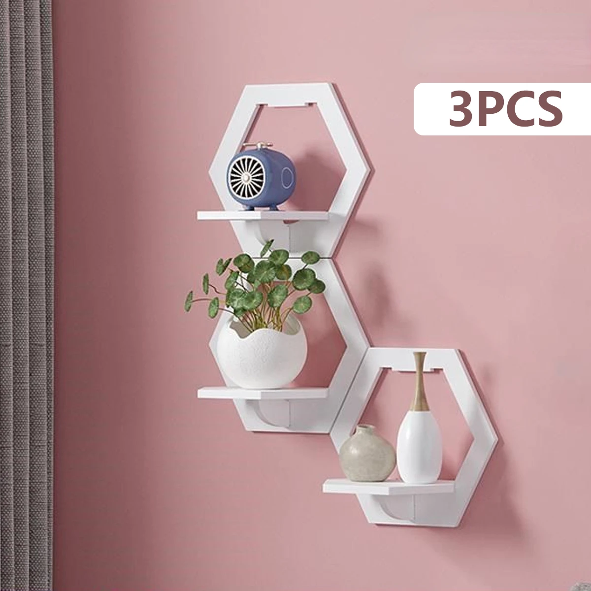 Terracotta Pot - 3 قطعة رف جدار مسدس لكمة