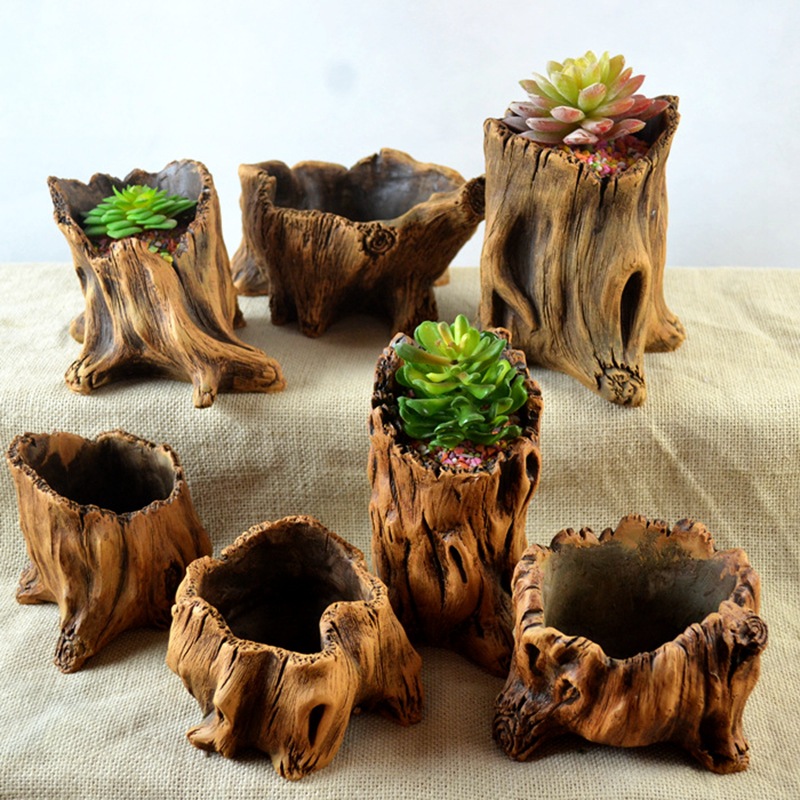 Succulent Set - تقليد حصص خشبية جذور شجرة زراعة